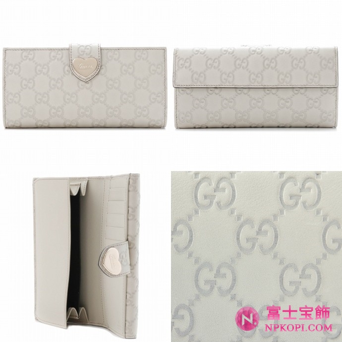 GUCCI/グッチ 2012年春夏HEARTグッチシマGG柄ハートディテール付きWフラップ長財布 203550 AA61G 9022 